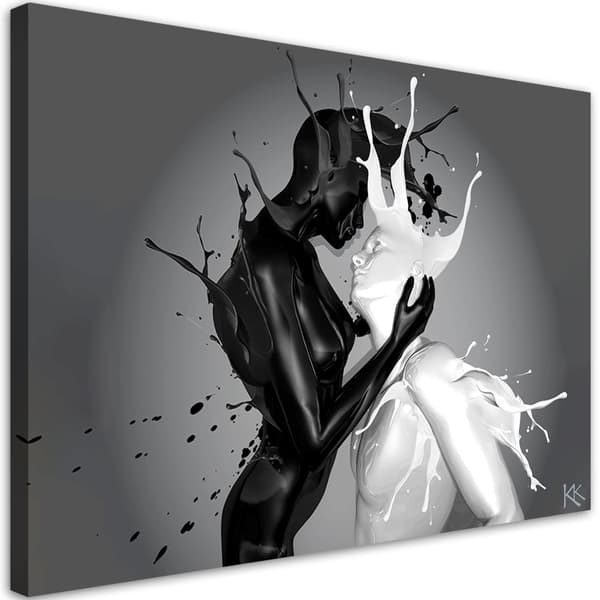 Kuva kankaalle, kahvin ja maidon abstraktio Couple Love - 60x40