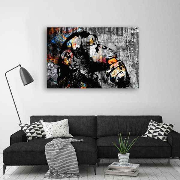 Kuva kankaalle, katutaide Banksy monkey abstraction - 120x80
