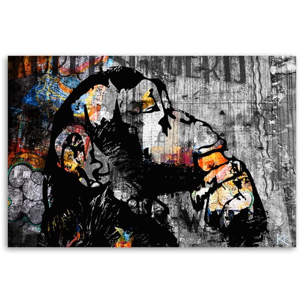 Bild på duk, Gatukonst Banksy apa abstraktion - 60x40