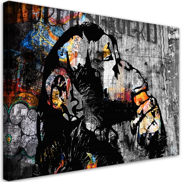 Bild på duk, Gatukonst Banksy apa abstraktion - 60x40