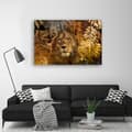 Miniatyrbild 2 av 6: Bild på duk, Lejon och gyllene Monstera blad - 90x60