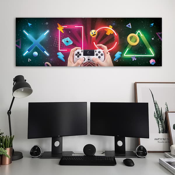 Billede på lærred, knapper og spilcontroller - 120x40