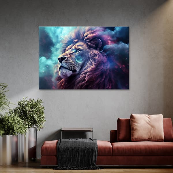Kuva kankaalle, leijona abstrakti sininen - 60x40
