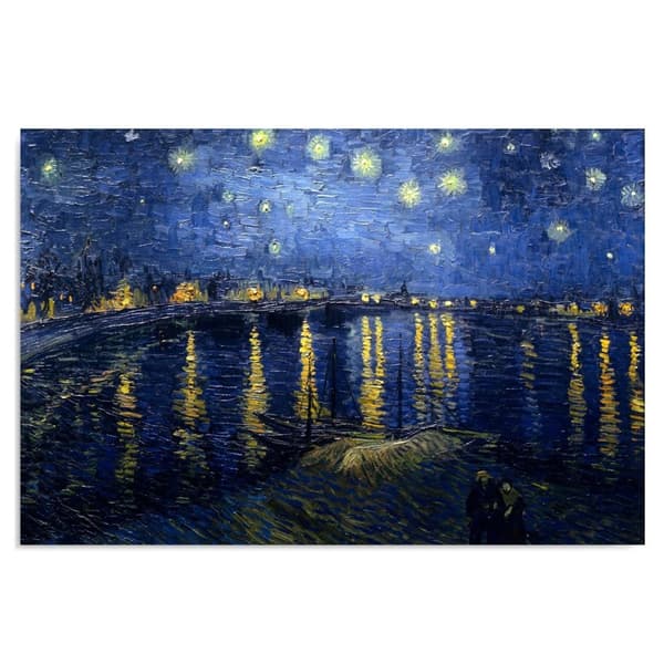 Billede på lærred, Reproduktion af V. van Goghs maleri - Stjernenat - 60x40