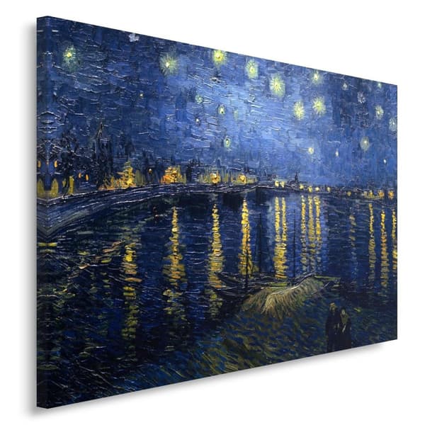 Billede på lærred, Reproduktion af V. van Goghs maleri - Stjernenat - 60x40