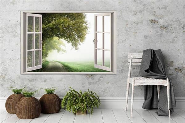 Kuva kankaalle, Näkymä ikkunasta, sumupuu - 100x70