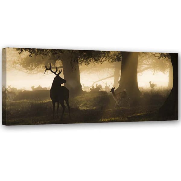 Kuva kankaalle, Hirvi sumussa - 120x40