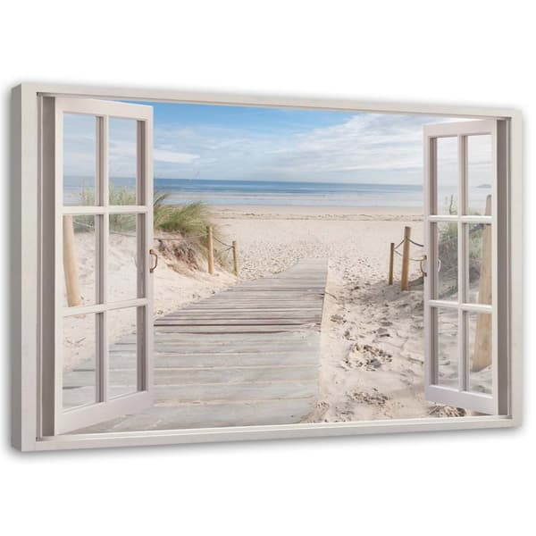 Bild på duk, Utsikt från fönstret, väg till stranden - 100x70