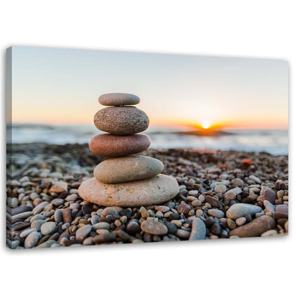 Billede på lærred, Zen-sten på stranden - 60x40