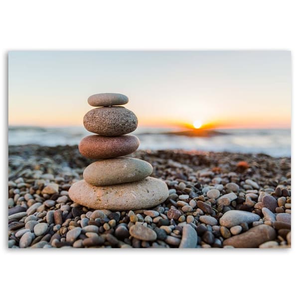 Billede på lærred, Zen-sten på stranden - 90x60