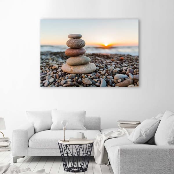 Billede på lærred, Zen-sten på stranden - 90x60