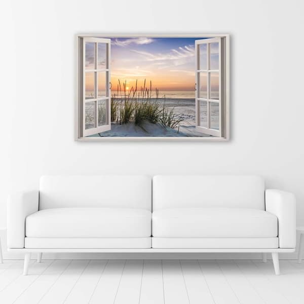 Kuva kankaalle, Näkymä ikkunasta rannalle - 60x40