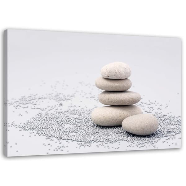 Billede på lærred, beige zen sten - 60x40