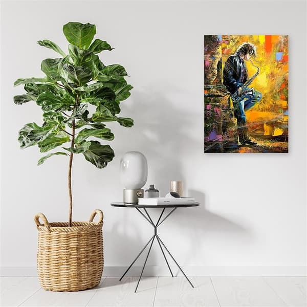 Billede på lærred, Musiker med malet saxofon - 40x60