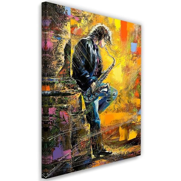 Billede på lærred, Musiker med malet saxofon - 40x60
