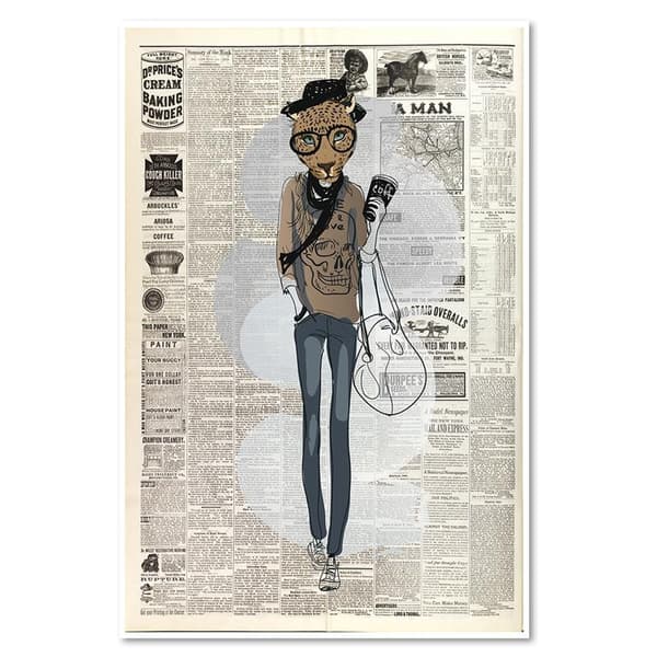 Billede på lærred, Leopard hipster - avisartikel - 40x60