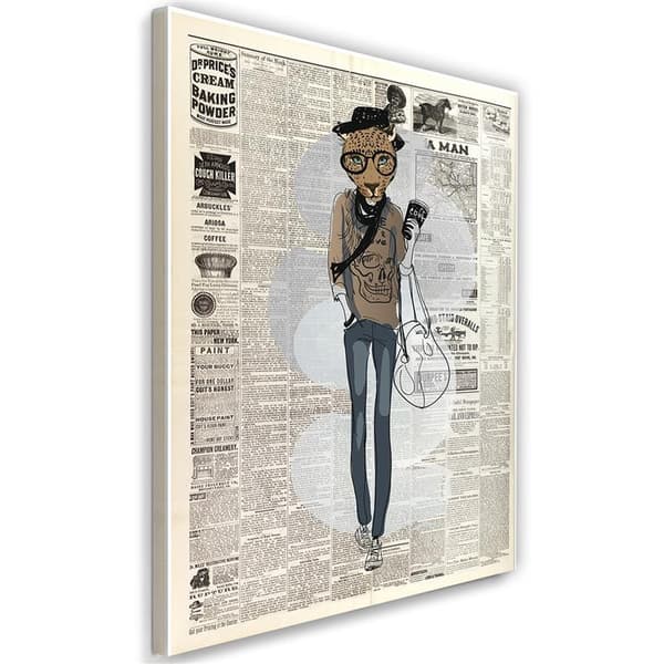 Billede på lærred, Leopard hipster - avisartikel - 40x60