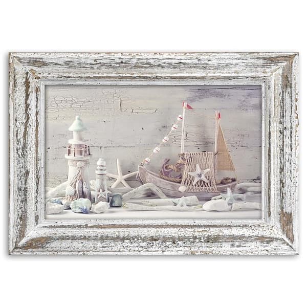 Bild på duk, Souvenirer från havet shabby chic - 120x80
