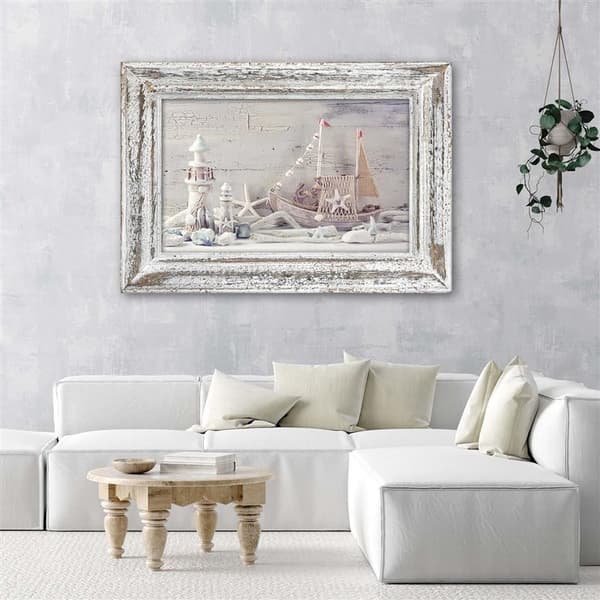 Bild på duk, Souvenirer från havet shabby chic - 120x80
