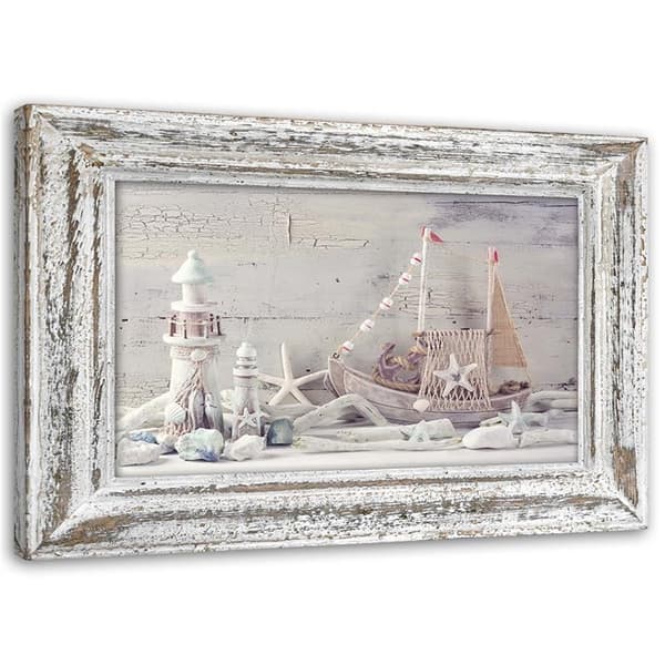 Billede på lærred, Souvenirs fra havet shabby chic - 120x80