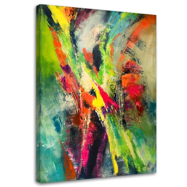 Billede på lærred, Farverig malet abstraktion - 40x60