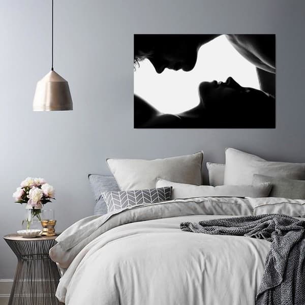 Kuva kankaalle, Kiss Love Couple mustavalkoinen - 60x40