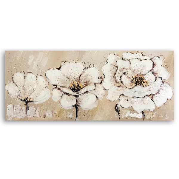 Billede, Malede boho blomster - 150x50