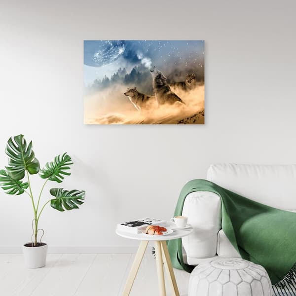 Billede på lærred, hylende ulvelandskab - 60x40
