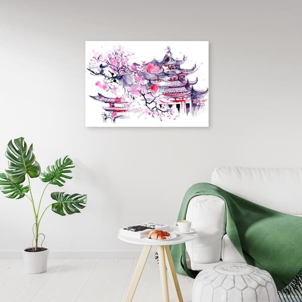 Kuva kankaalle, Japan pagoda akvarelli - 60x40