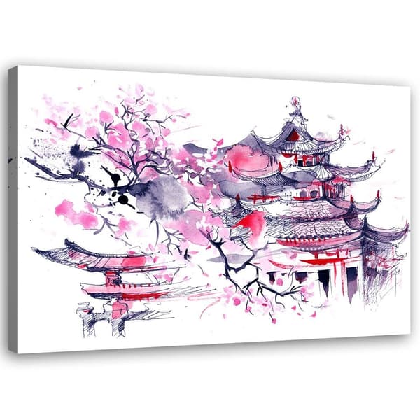 Kuva kankaalle, Japan pagoda akvarelli - 60x40