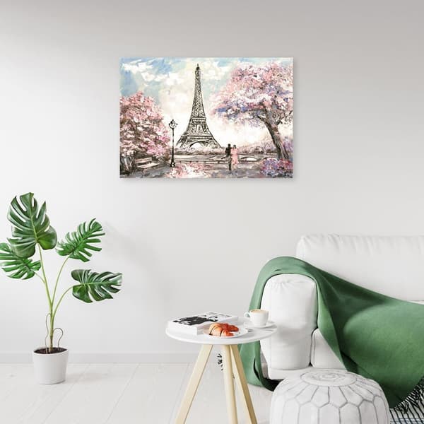 Bild på duk, Eiffeltornet Paris rosa - 120x80