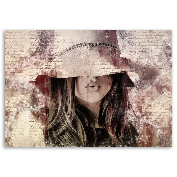 Billede, Kvinde i en boho hat - 120x80