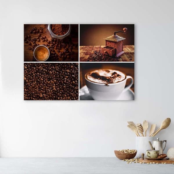 Kuva kankaalle, Kahvipavut, mylly ja kahvi - 90x60