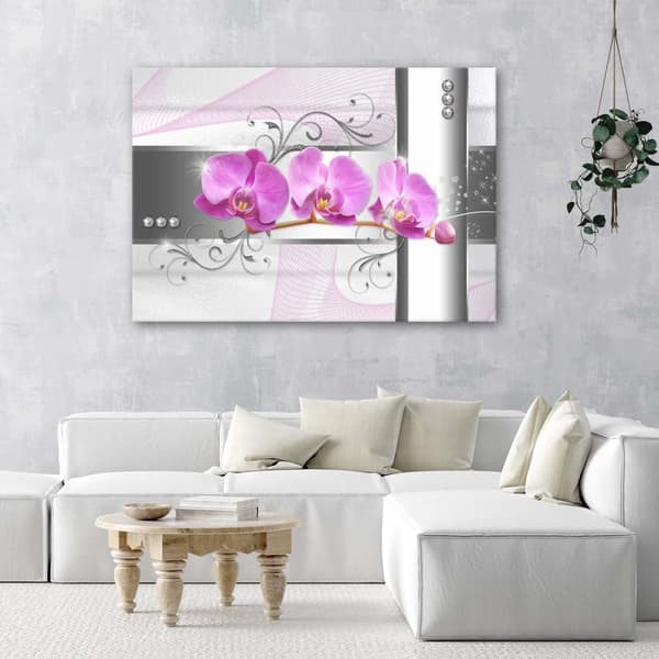 Bild på duk, Orkidéer blommor naturrosa - 100x70