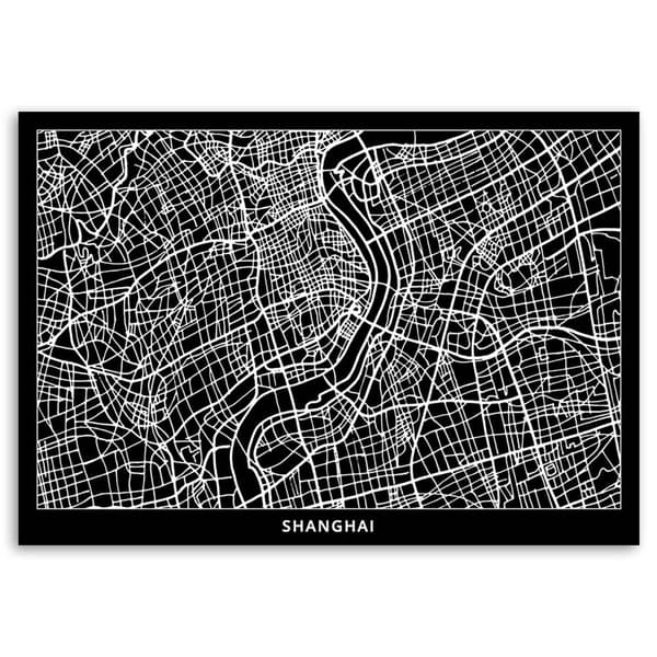 Billede på lærred, Shanghai - bykort - 120x80