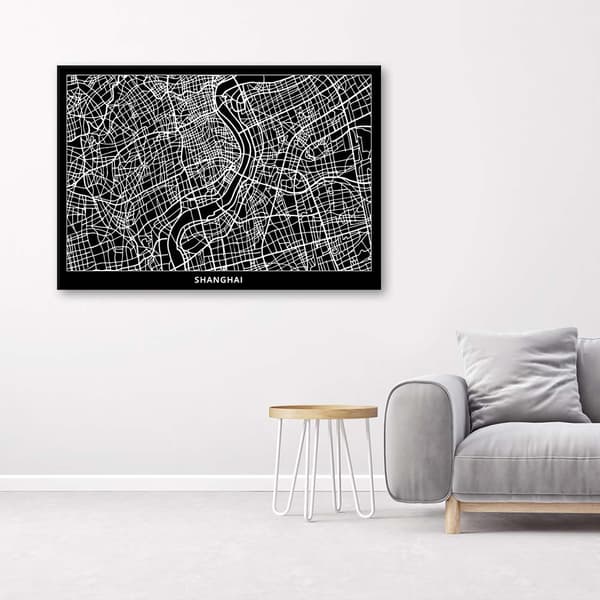 Billede på lærred, Shanghai - bykort - 120x80