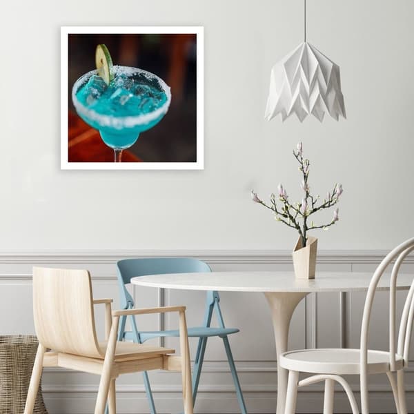 Billede, glas med en blå drink - 30x30