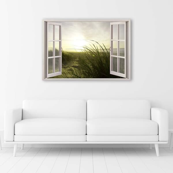Kuva kankaalle, Ikkuna - talvi meren rannalla - 60x40