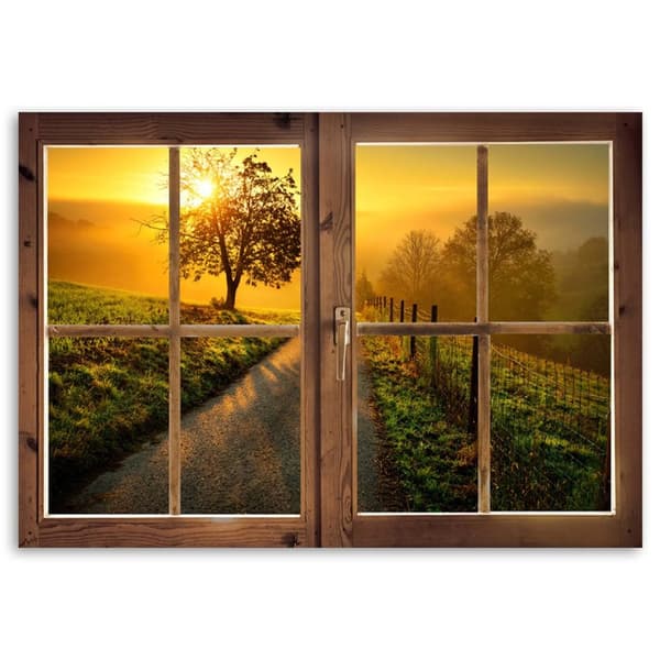 Bild på duk, Fönster - väg mot väster - 100x70
