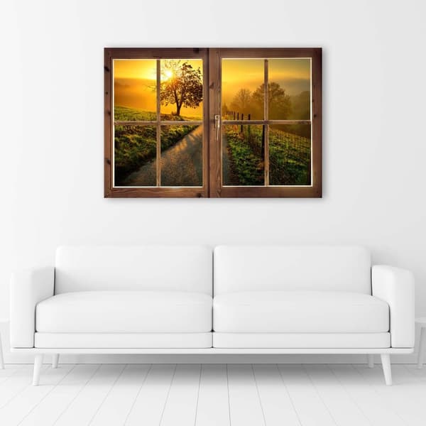Bild på duk, Fönster - väg mot väster - 100x70
