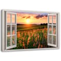 Miniatyrbild 1 av 6: Bild på duk, Fönster - utsikt över ett fält av blommor - 120x80
