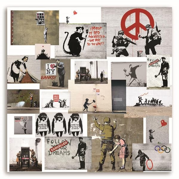 Bild på duk, Banksy Mural - samling av gatukonstverk - 60x60