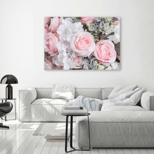 Billede på lærred, lyserøde roser - 90x60