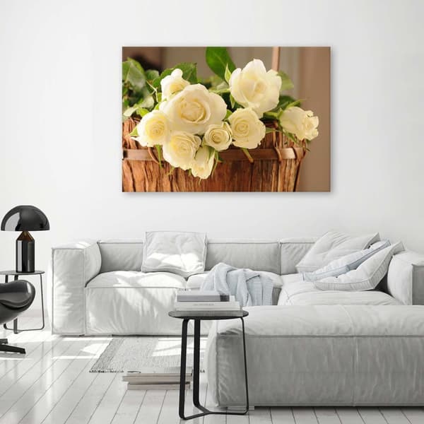 Billede, gule og hvide roser - 120x80