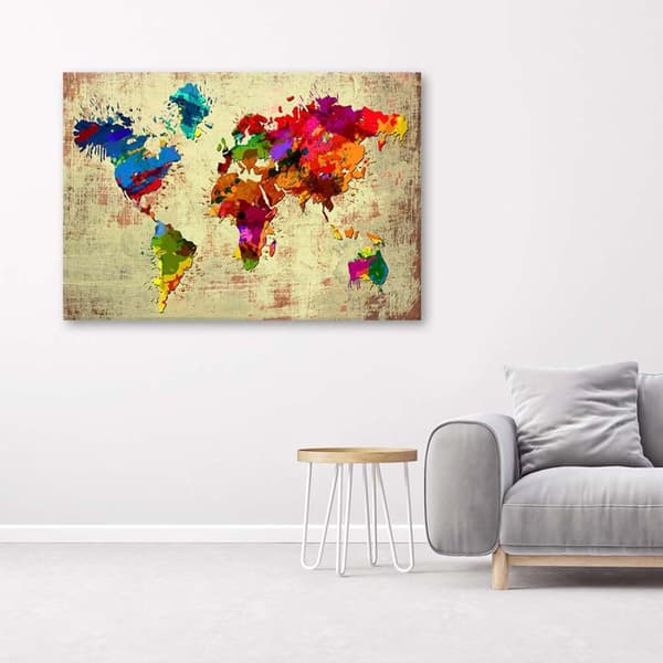 Bild, Världskarta med färger - 100x70