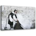 Miniatyrbillede 1 af 6: Billede på lærred, Maid Banksy - Mural Street Art - 120x80