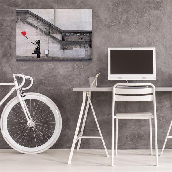 Billede på lærred, Mural Banksy Girl with a Balloon - 60x40