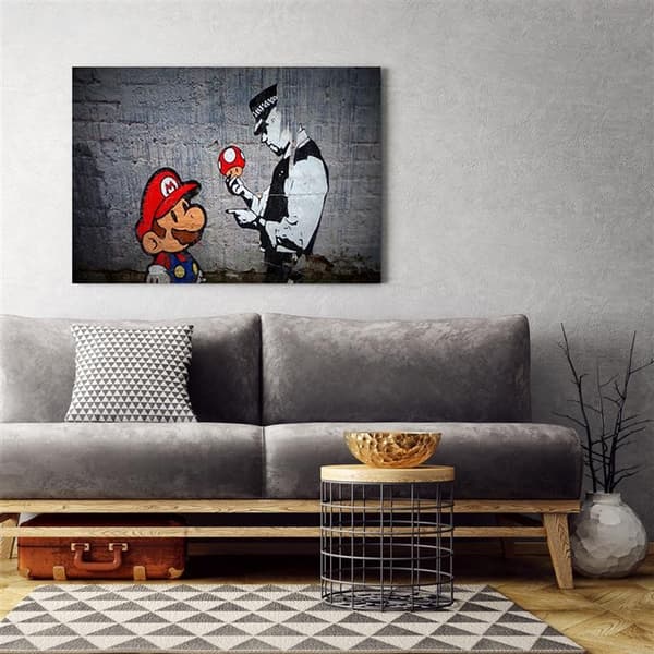 Billede på lærred, politimand og spilfigur - 90x60