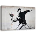 Pikkukuva 1 / 6: Kuva kankaalle, Banksy Hooligan heittää kukkakimpun - 120x80
