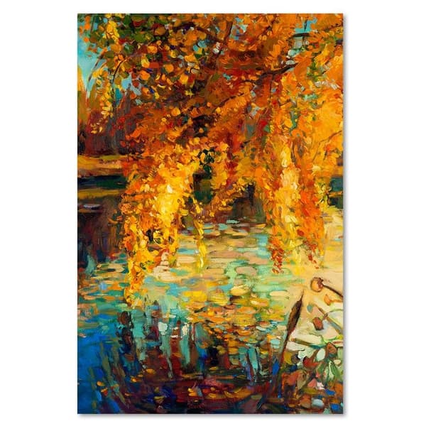 Bild på duk, Målad höst vid sjön - 40x60